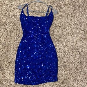 Windsor sequin mini blue dress